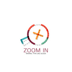 Vector thin line design logo magnifying glass, search and find or zoom logotype concept. Linear minimalistic business icon