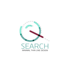 Vector thin line design logo magnifying glass, search and find or zoom logotype concept. Linear minimalistic business icon