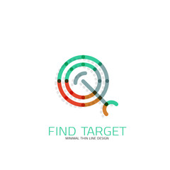 Vector thin line design logo magnifying glass, search and find or zoom logotype concept. Linear minimalistic business icon