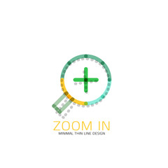 Vector thin line design logo magnifying glass, search and find or zoom logotype concept. Linear minimalistic business icon