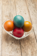 Colorful eastern eggs close up