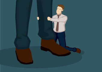 Cartoon Man Begging Vector Illustration