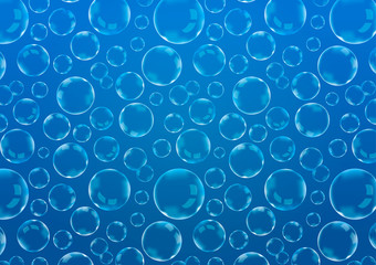 Many soap bubbles on blue, abstract background A4 size
