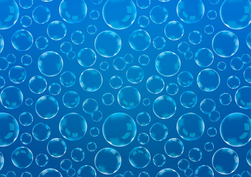 Many soap bubbles on blue, abstract background A4 size