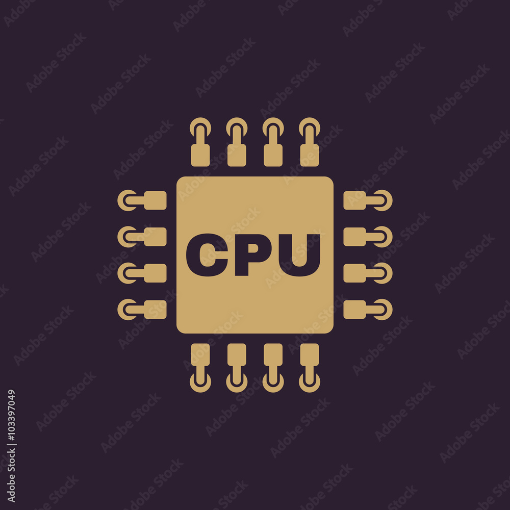 Fototapete the cpu icon. microprocessor and processor symbol. flat