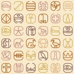 Egypt symbol icon seamless pattern with a lot of symbols