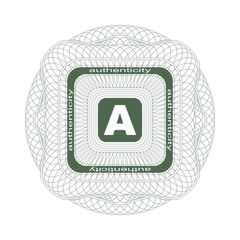 Guilloche print on a white background.