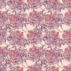 Fototapeta premium Seamless wallpaper pattern with tulips in vase