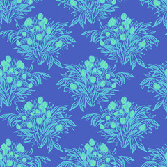 Seamless wallpaper pattern with tulips in vase