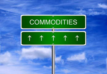 Commodity price investment trading arrow going up rising strong industry bull market concept.