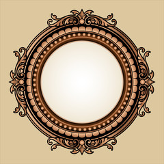 Vector vintage border frame engraving with retro ornament Vector