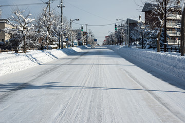 北海道の雪道