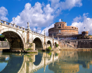 Obrazy na Szkle  Zamek Aniołów z mostem w Rzymie, Włochy