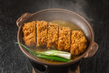 かつ煮　日本食　pork cutlet and egg Japanese food