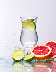 Fresh and fruit water in a glass