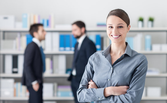 Smiling businesswoman in the office