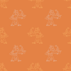 Fototapeta na wymiar Seamless pattern with symbols from Aztec codices for your design
