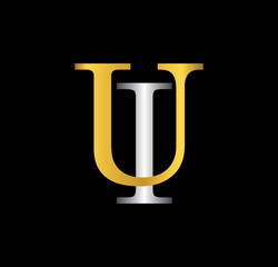 UI initial letter with gold and silver