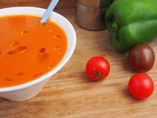 Gazpacho, spanish raw tomato and vegetable soup