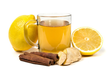 Tea with lemon, cinnamon and ginger
