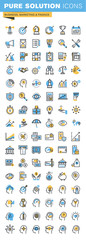 Set of thin line flat design icons of business, marketing and finance. Icons for websites, mobile websites and apps, easy to use and highly customizable.