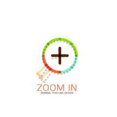 Vector thin line design logo magnifying glass, search and find or zoom logotype concept. Linear minimalistic business icon