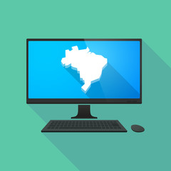 Personal computer with  a map of Brazil