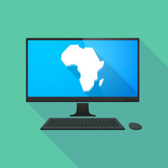 Personal computer with  a map of the african continent