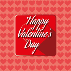 Happy Valentine's Day Greeting Card. White Congratulation Text on Hearts Pattern Backdrop. Digital background vector illustration.