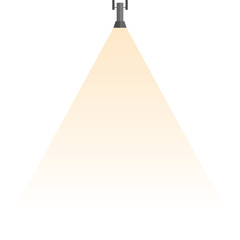 Spotlight shines down isolated on white background. Black hanging lamp. Design element. Vector illustration,eps 10.