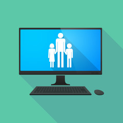 Personal computer with a male single parent family pictogram