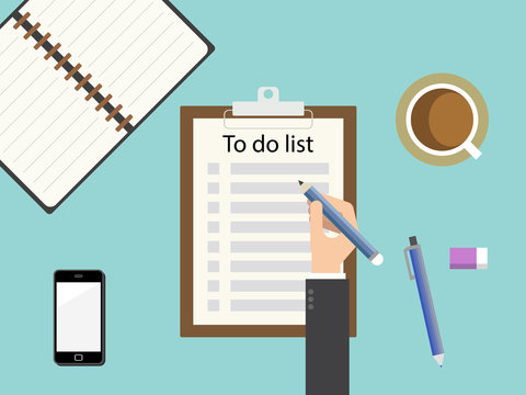 To do list clipboard. Flat design for business financial marketing banking advertising web concept cartoon illustration.