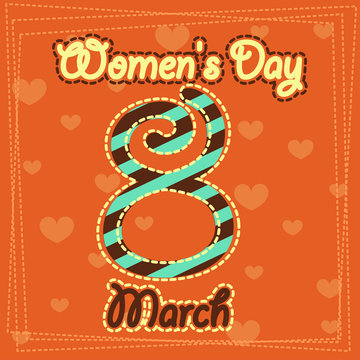 Set March 8 Women's Day greeting card. 1_Vector illustration