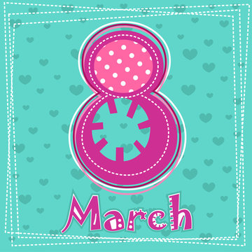 Set March 8 Women's Day greeting card. 3_Vector illustration