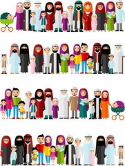  Seamless background of arab families.