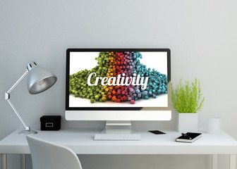 modern clean workspace showing creativity pixels on screen