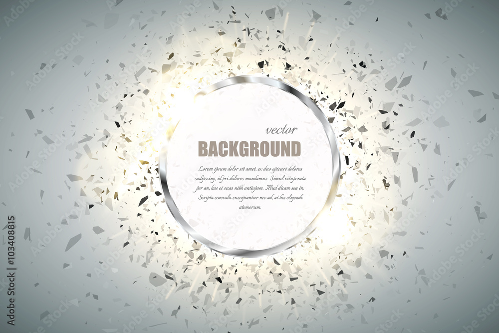 Canvas Prints Vector ring background. Metal chrome shine round frame with spark light effect and big explosion.