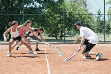 Deurstickers Touching markers, cardio tennis fitness class © Microgen