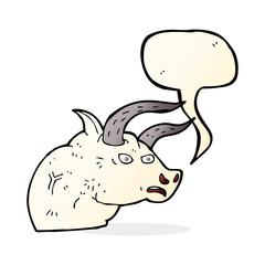 cartoon angry bull head with speech bubble