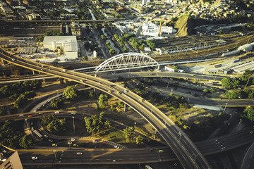 Aerial view of highway system in Rio de Janeiro, Brazil