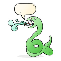 cartoon hissing snake with speech bubble