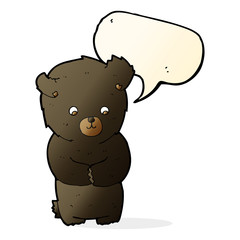 cute cartoon black bear with speech bubble