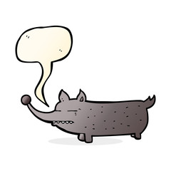 cartoon funny little dog with speech bubble