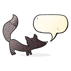 cartoon little wolf cub with speech bubble