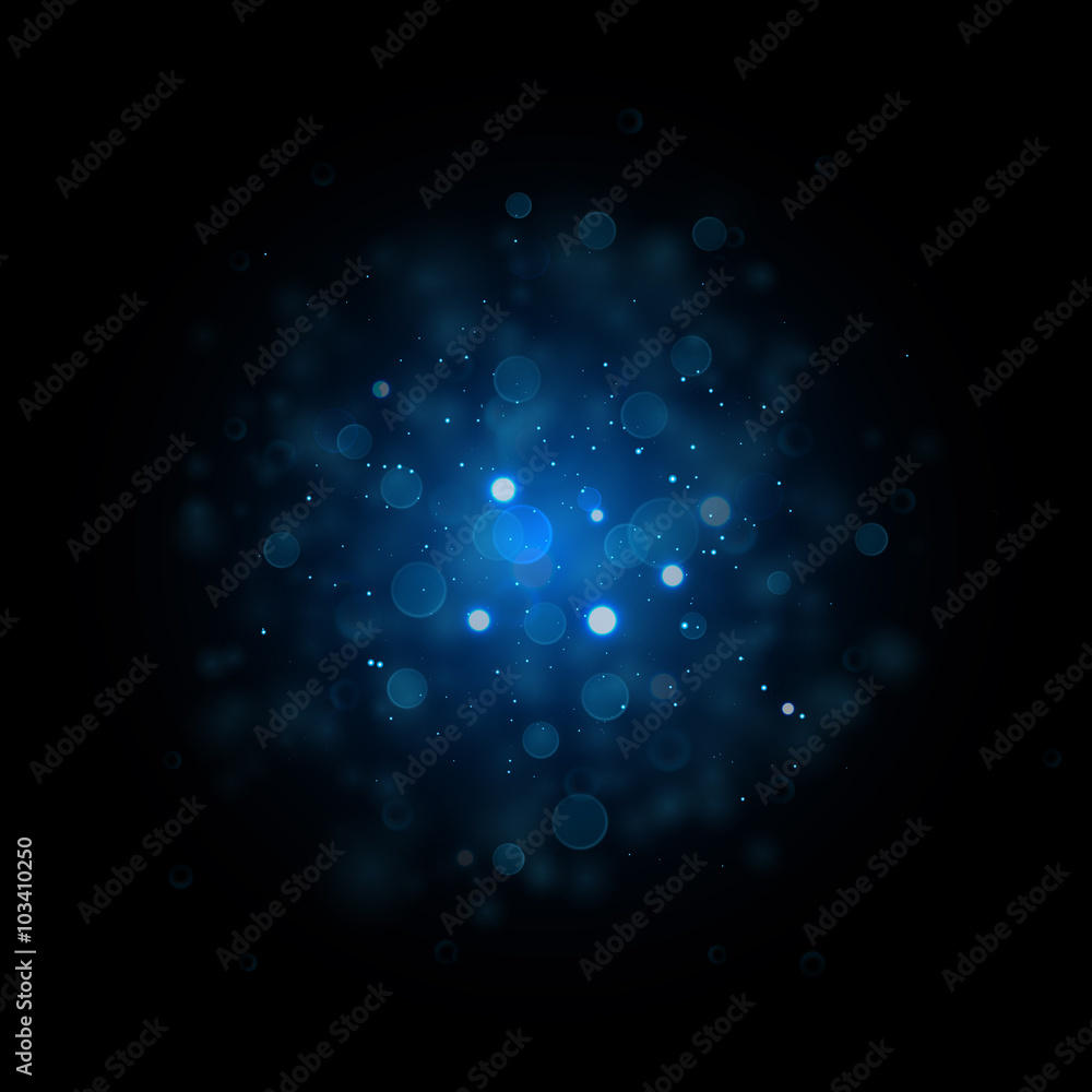 Wall mural blue glitter particles background effect. sparkling vector