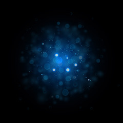 Blue glitter particles background effect. Sparkling vector