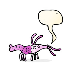 cartoon shrimp with speech bubble