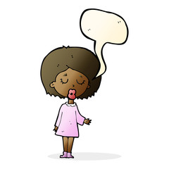 cartoon woman explaining her point with speech bubble