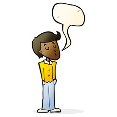 cartoon calm man with speech bubble