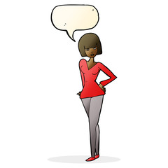 cartoon pretty woman with speech bubble